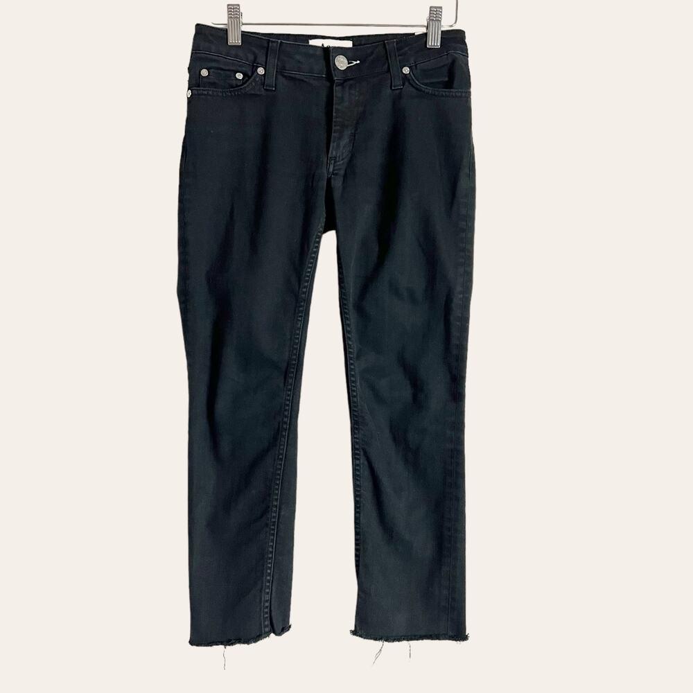 Acne Studios Kex Wet Black Raw Hem Low Rise Slim Jeans Size 26
